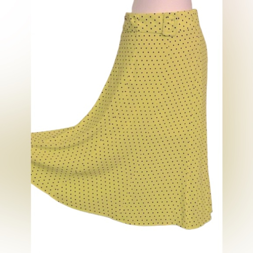 Sunny Yellow Black Polka Dots Women's Skirt Midi Vintage Belt Elodie Med Boho